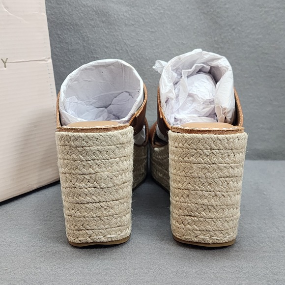 Chinese Laundry Next Door Tan Smooth Espadrille Wedge Platform Sandals W Sz 7 M - Picture 4 of 8